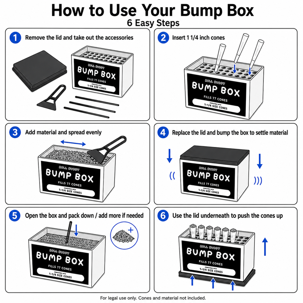 Roll Buddy - 77 Cone Bump Box - 1  1/4 Size Cone Packer